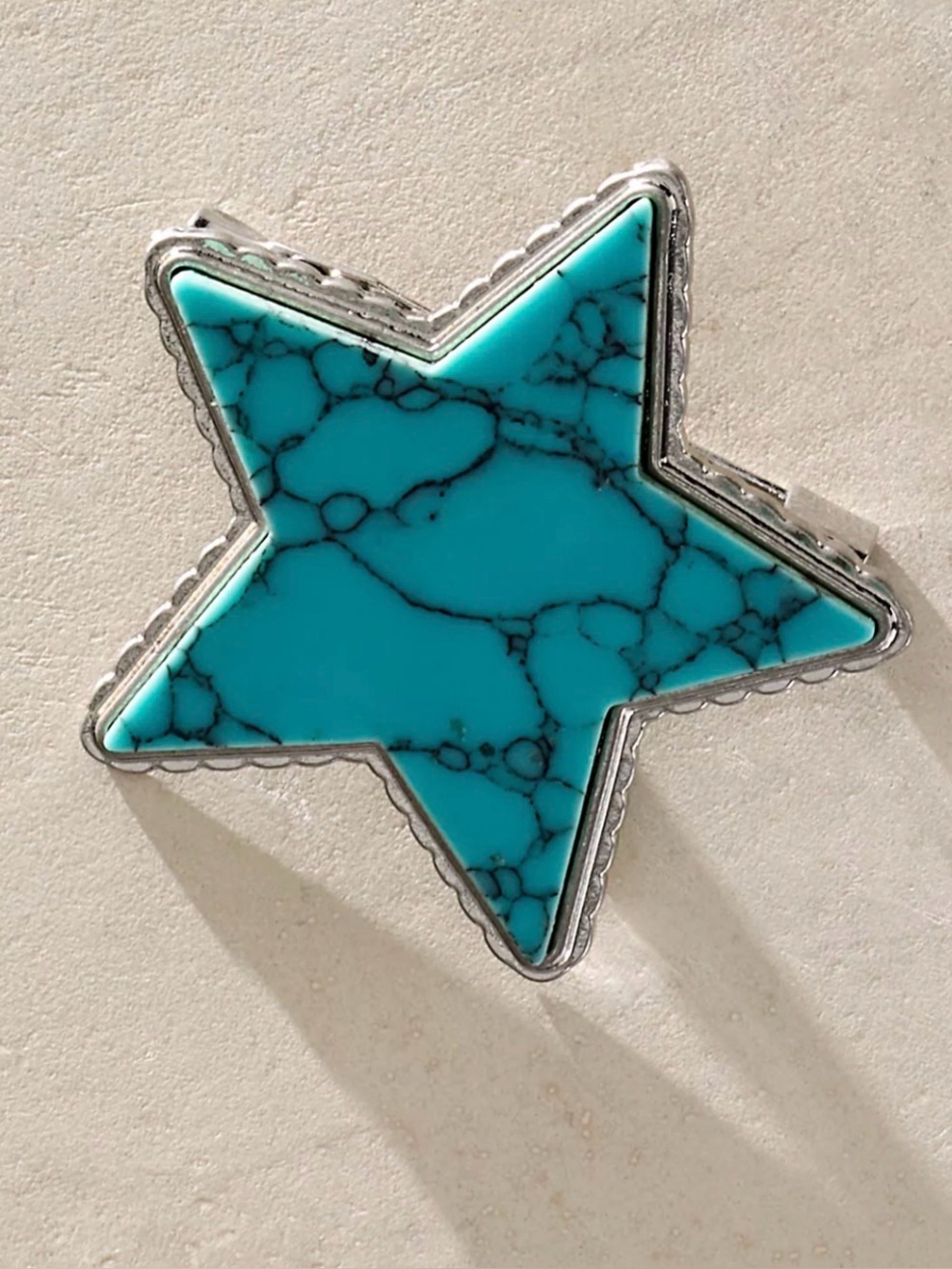NEW Free People High Roller Turquoise Star Brooch / Pin with Silver Trim